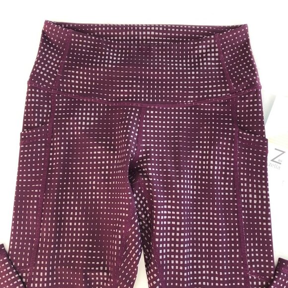 Z by Zella The Daily Hi Waisted 2 Side Pockets 7/8 Leggings Burg + Gray Sz S NWT - Picture 5 of 15